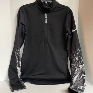 Nike pro hyperwarm mock neck half zip athletic running pull over size medium